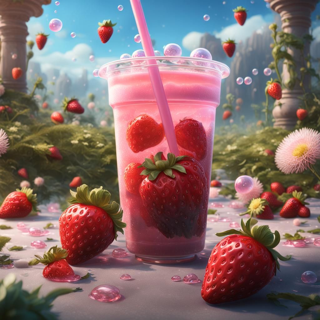 Strawberry Bubble Tea. Dandelions.