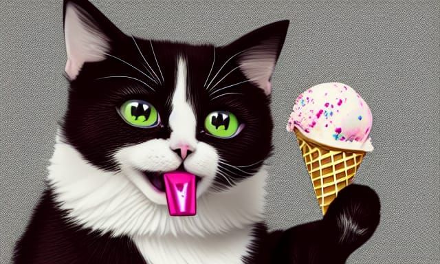 Cat eating ice cream #03