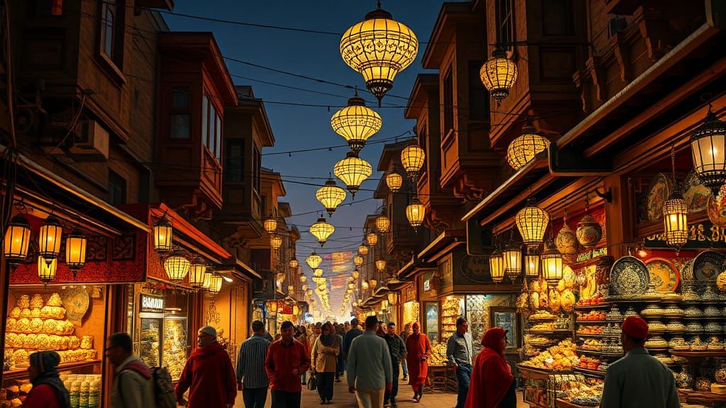 Marrakesh bazaar at night