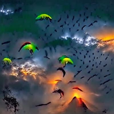 Amazing breathtaking views of wild parrots in Brazil