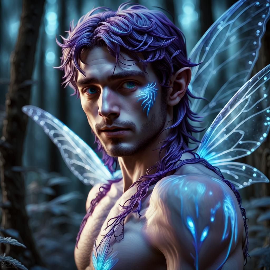 Male fairy - blue - AI Generated Artwork - NightCafe Creator
