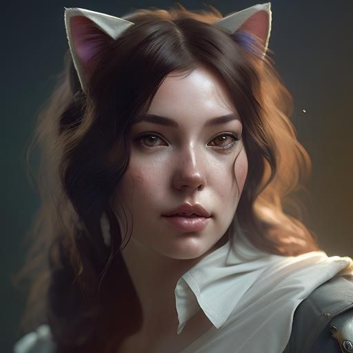 Woman in Cat Costume: Hyperdetailed Portrait