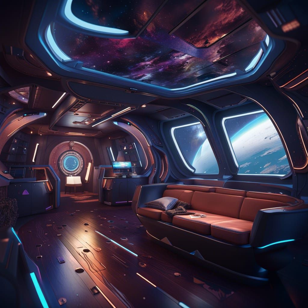 Lounge inside a spaceship