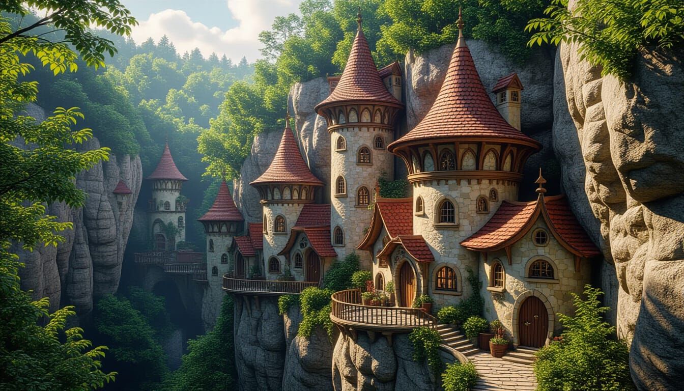 a cluster of elf towers