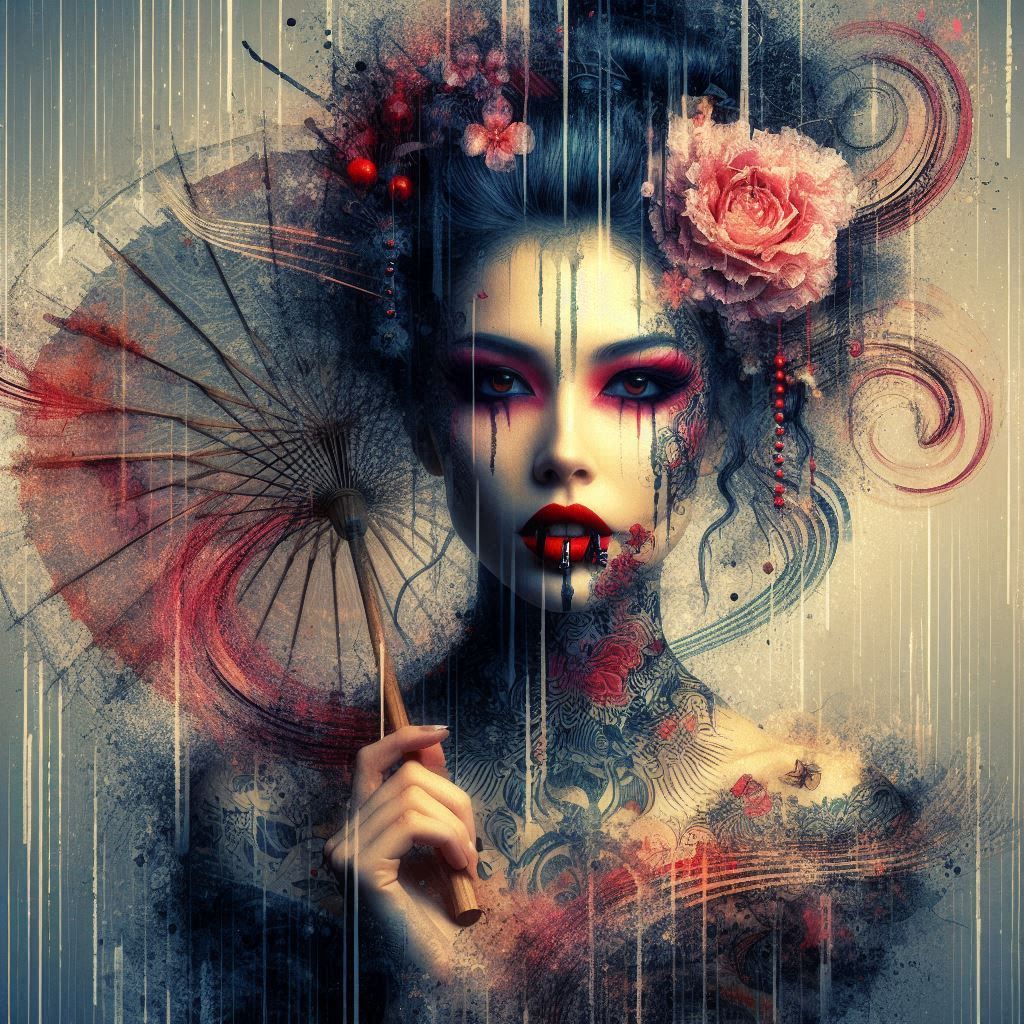 double exposure beautiful fantasy DALL-E 3 portrait landscape..