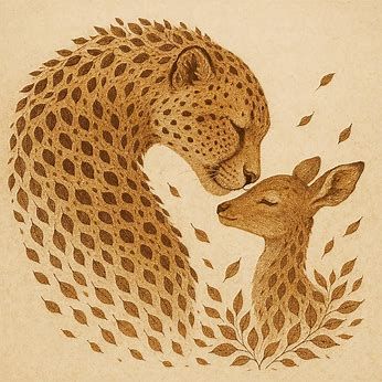 “cheetah discovering a deer baby“