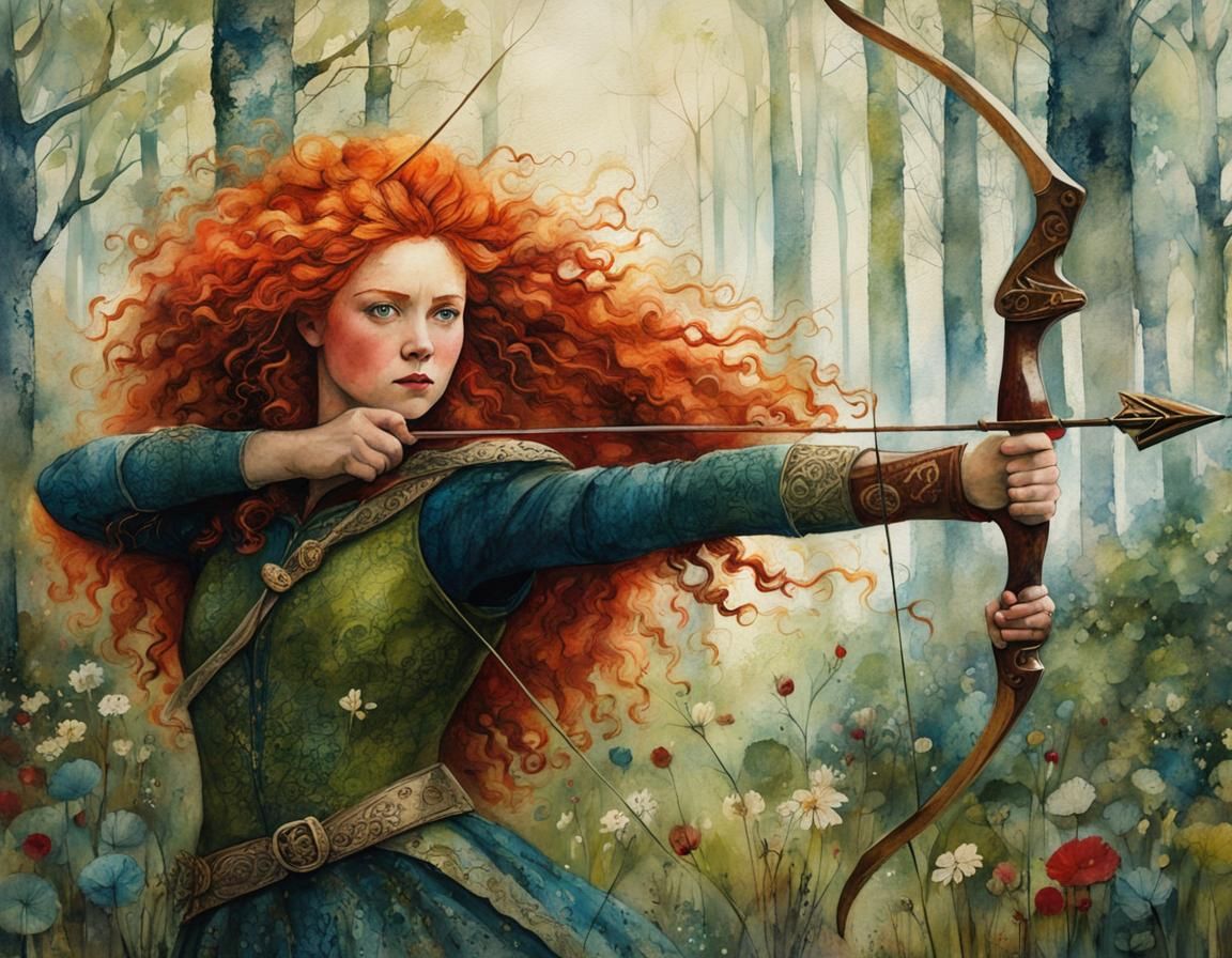 Princess Merida with a bow and arrow  by @Amy 