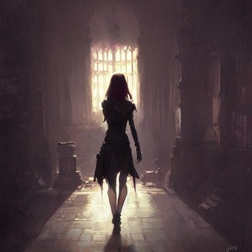 Girl in the shadows, people around her sinister by Greg Rutk...