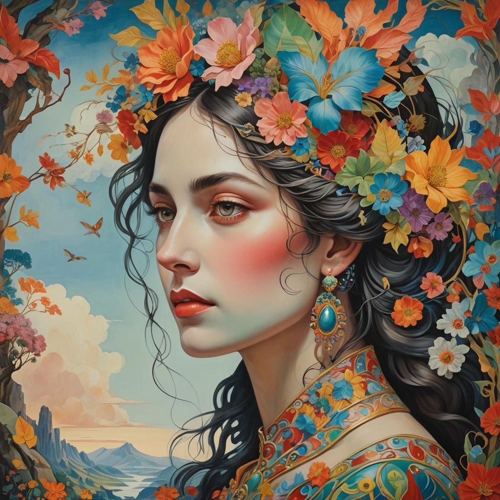 Una mezcla cautivadora y surrealista en colores alegres, del...
