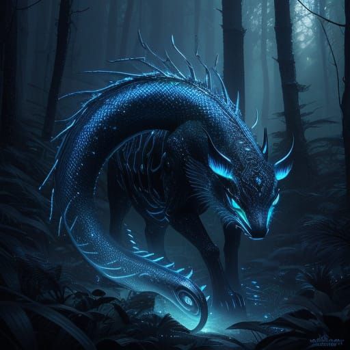 Surreal Creature in Mystical Forest