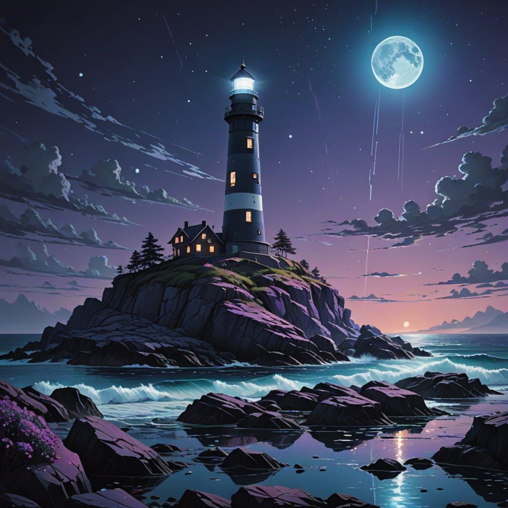 Futuristic Lighthouse Emits Energy Beam in Holographic Style