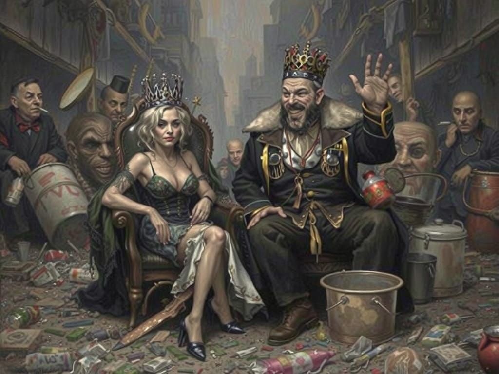 King of Alcoholics and His Disgusting Drunken Queen on a Sha...