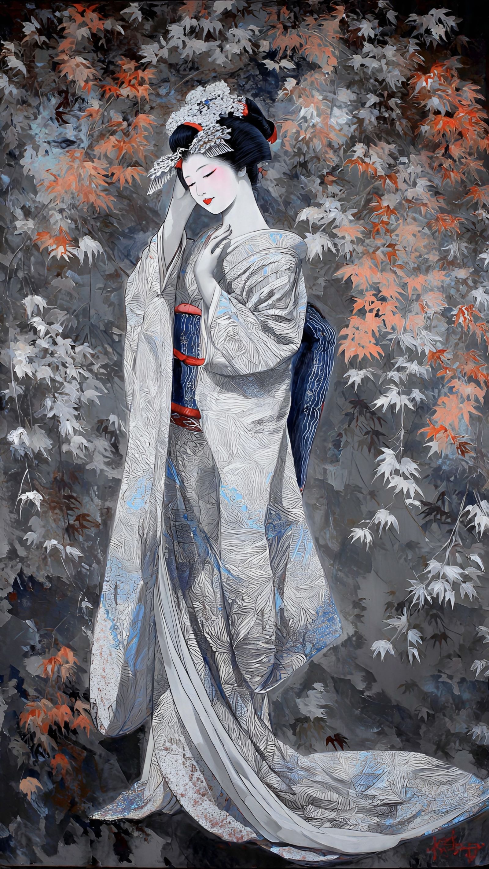 Haruyo Morita Geisha in a Flower Garden