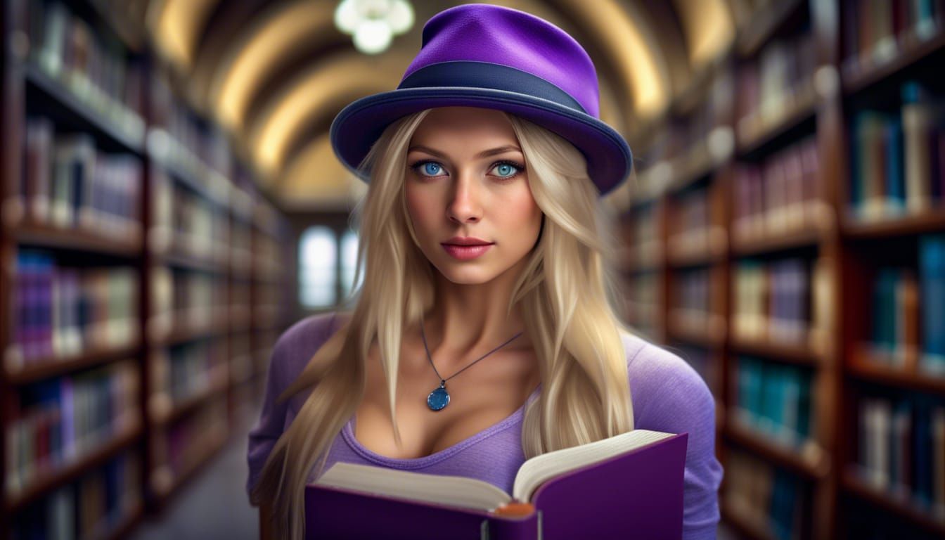 A gorgeous young magicienne with blonde hair, blue eyed, wea...