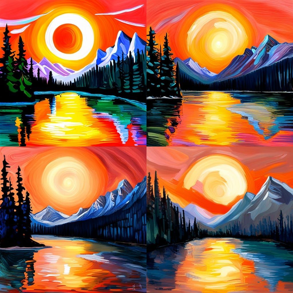 Canadian Rockies, dusk, sliver moon, stars, lake reflection ...