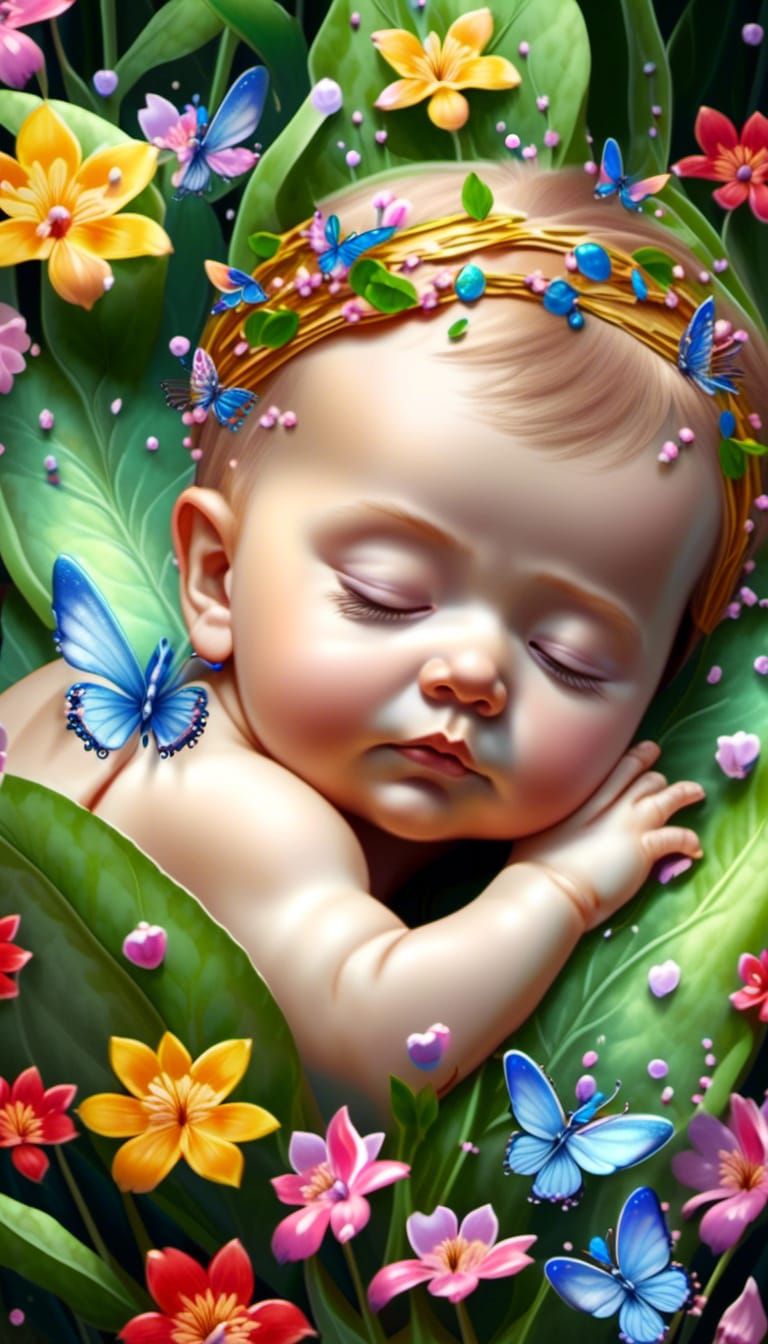 Sleeping baby fairy