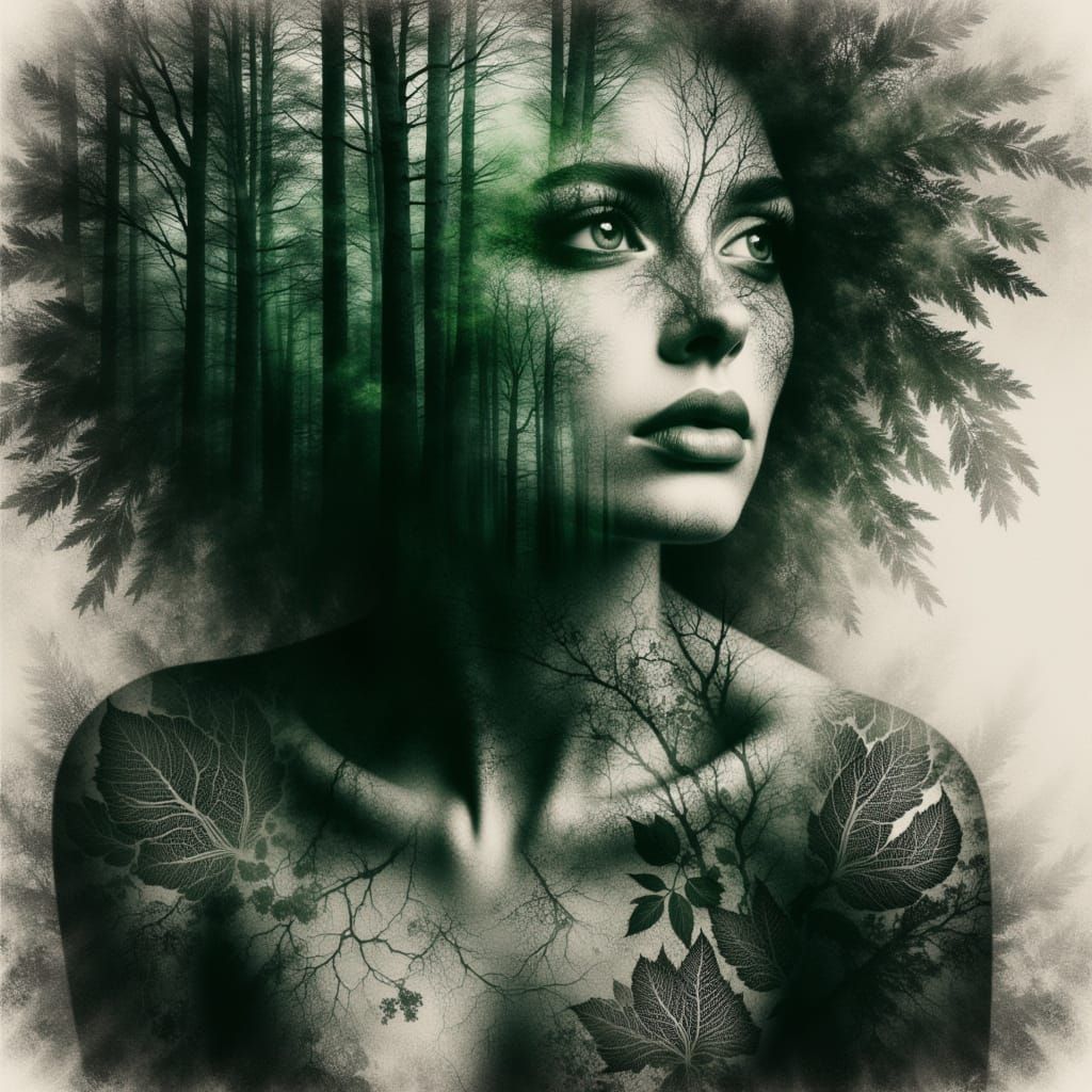 <lora:Forest Texture:1.0> face  double exposure with forest texture