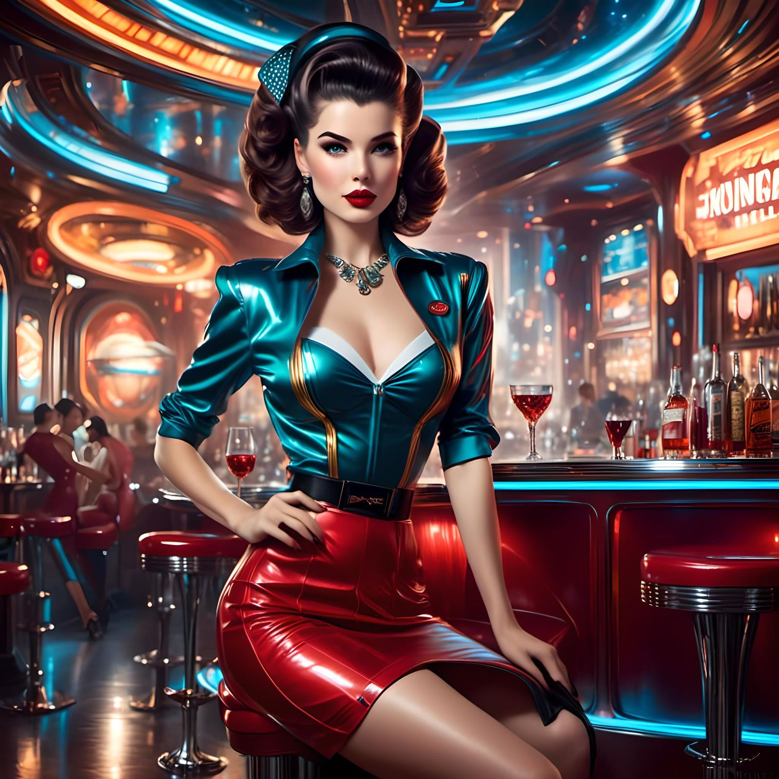 <lora:Rockabillion:1.0> A gorgeous alluring pinup woman