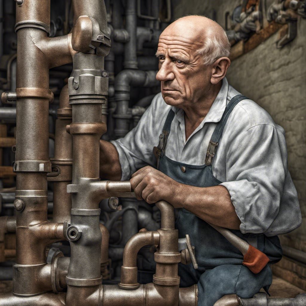 Pablo Picasso as plumber  by @Benjamin