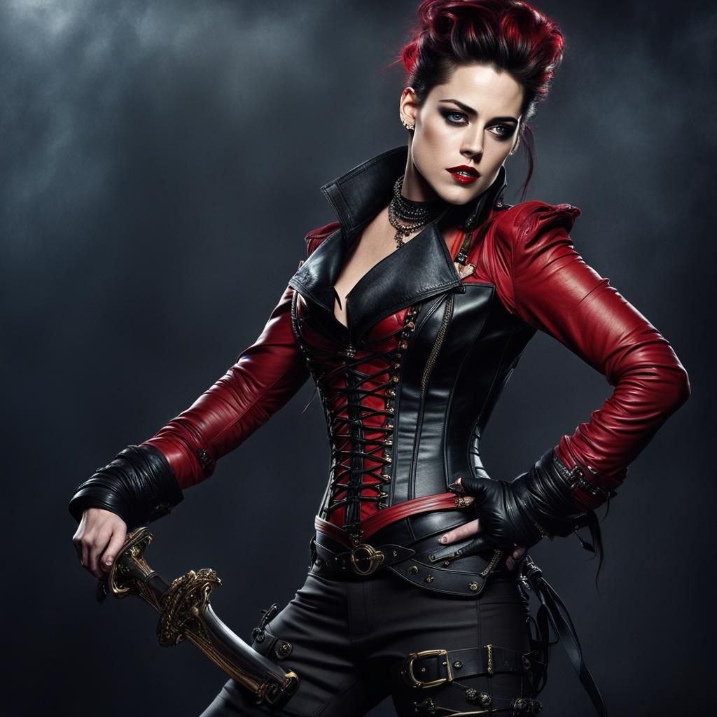 Kristen Stewart ultrarealistic superdetailled as a Pirate in...