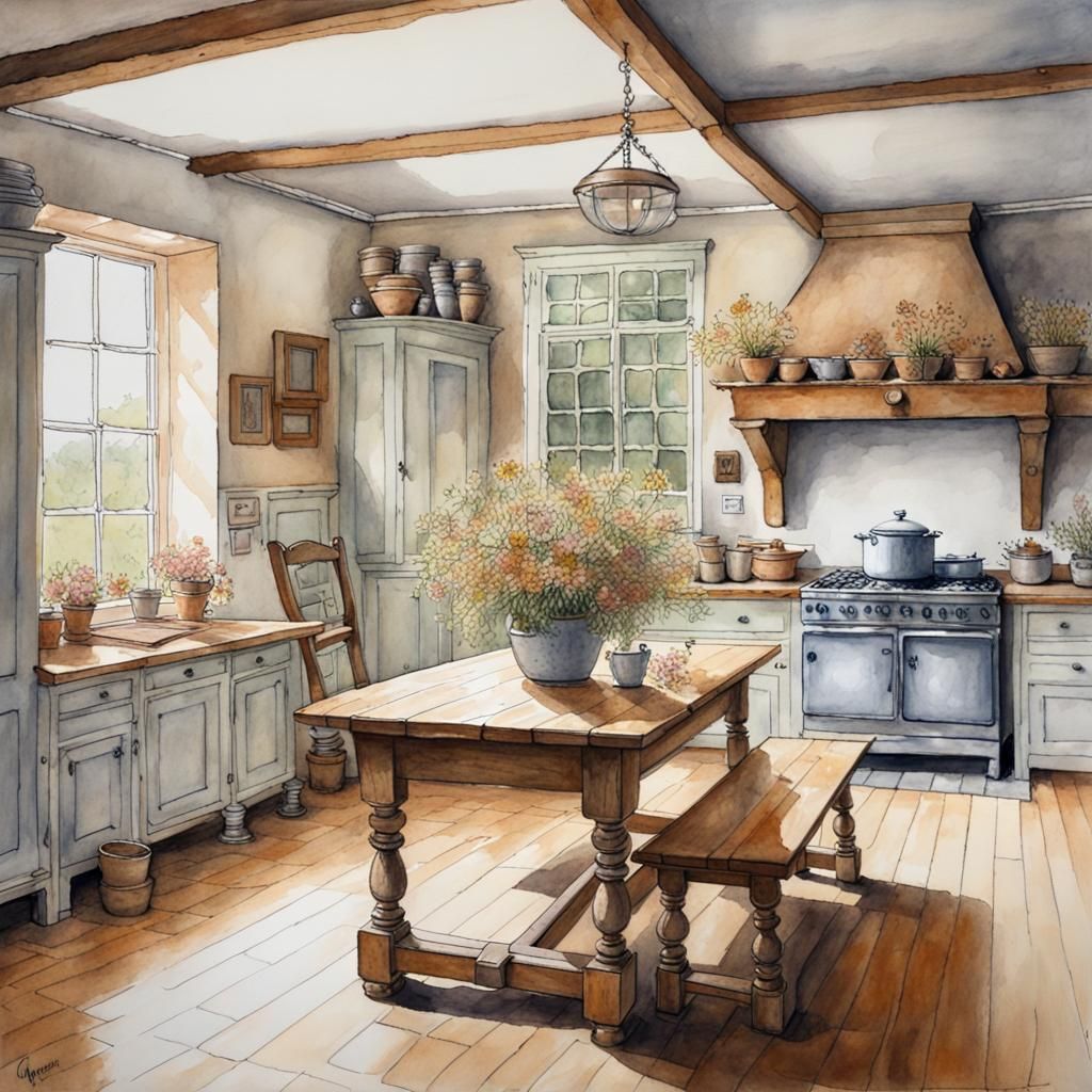 SUNLIT KITCHEN - AI Generated Artwork - NightCafe Creator