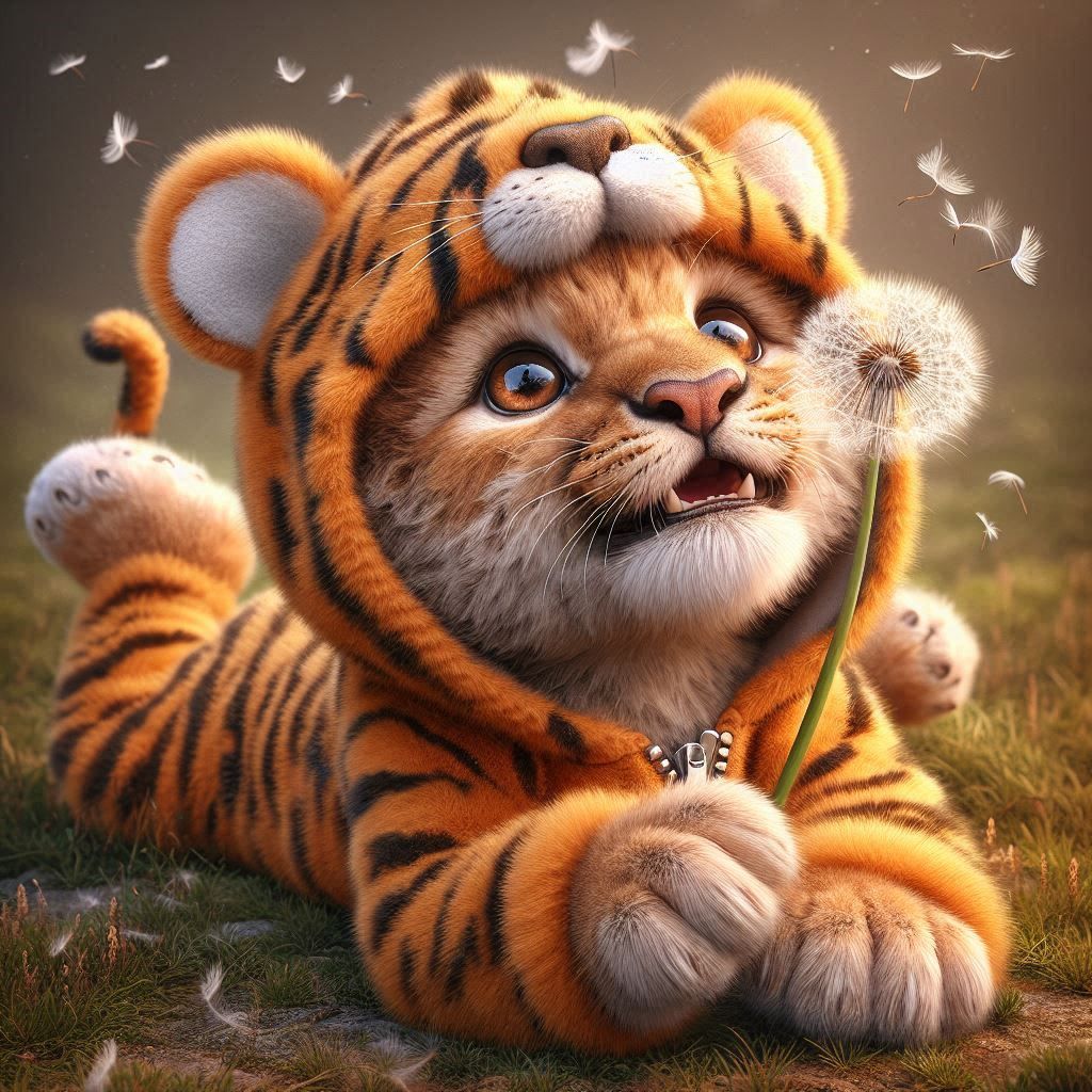 Little kitty with big dreams wishing on a dandelion breeze!