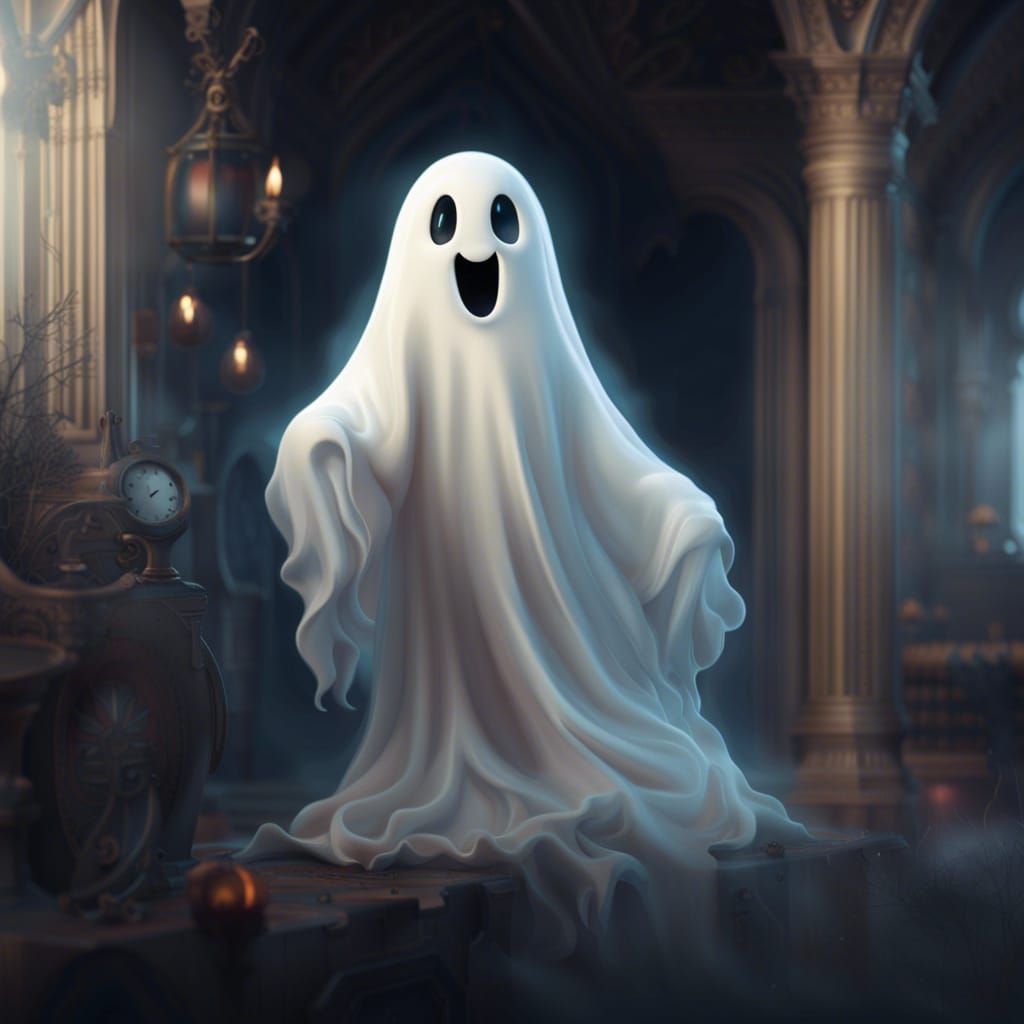 Cute smiling ghost - AI Generated Artwork - NightCafe Creator