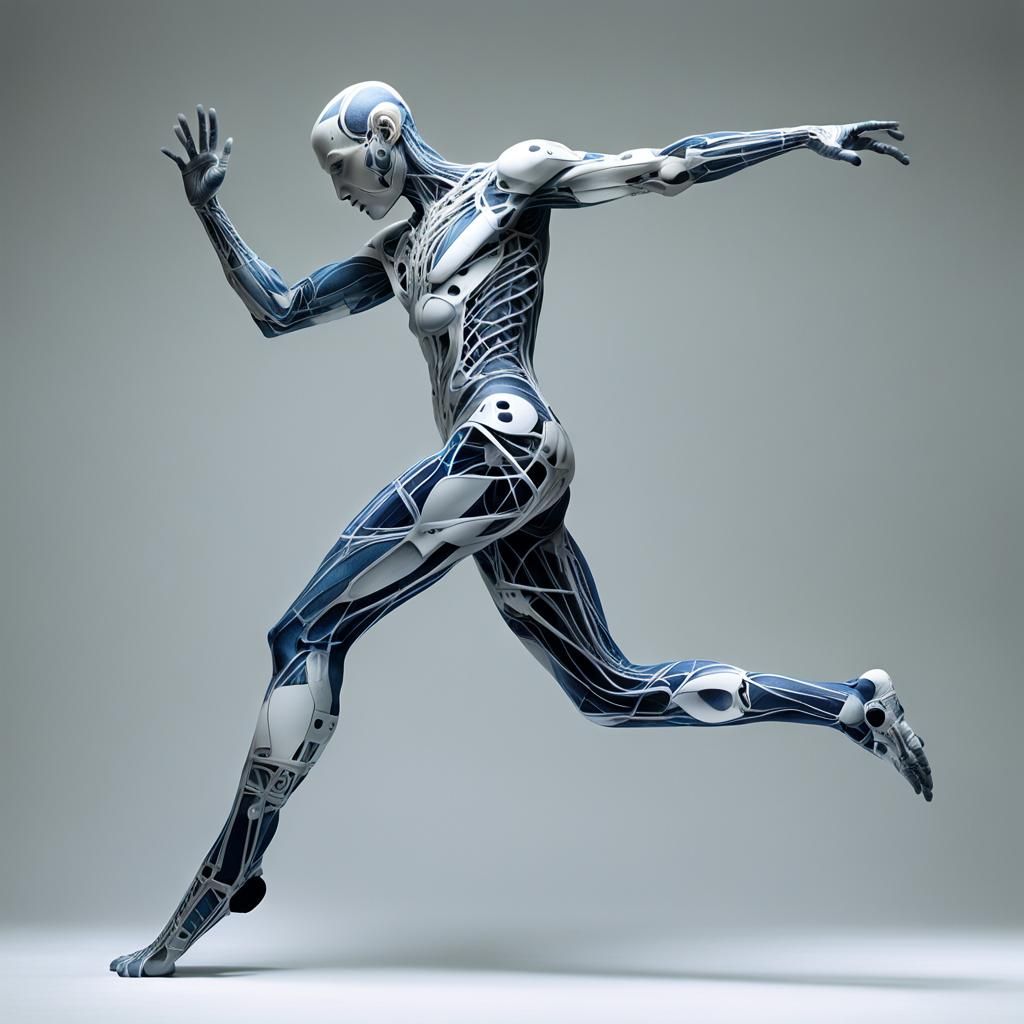 Elegant Human Body Art in Digital Neo-Impressionism