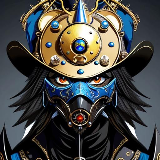 Close up of a bird wearing a hat, vector art, fantasy art, b...
