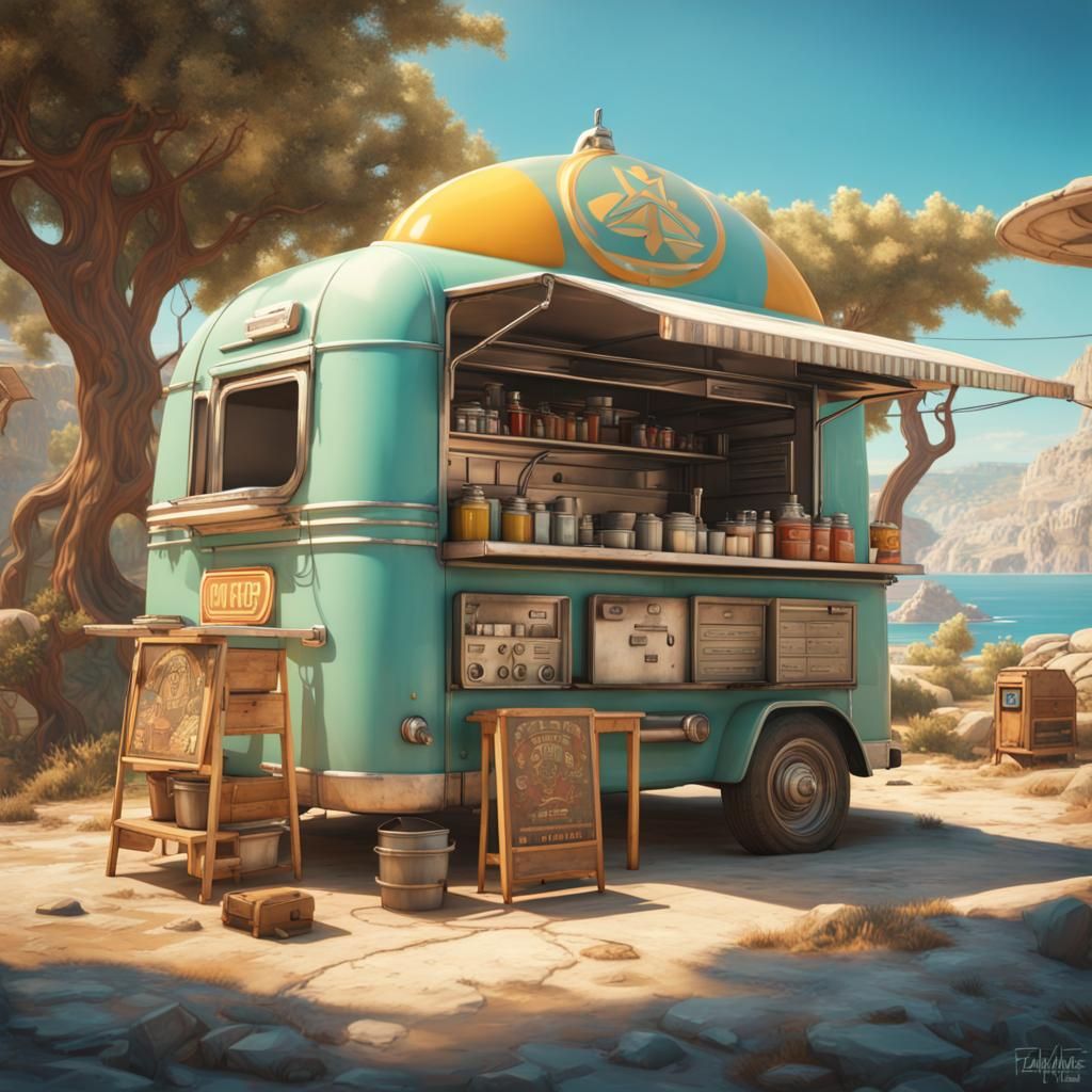 Buz - Pop up food truck on Zakynthos island - AI Generated Artwork ...