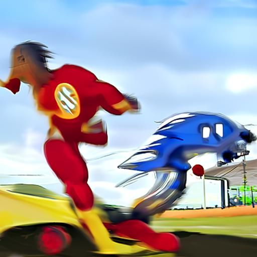 Sonic the Hedgehog racing The Flash