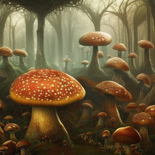 Mushroom Forest - AI Generated Artwork - NightCafe Creator