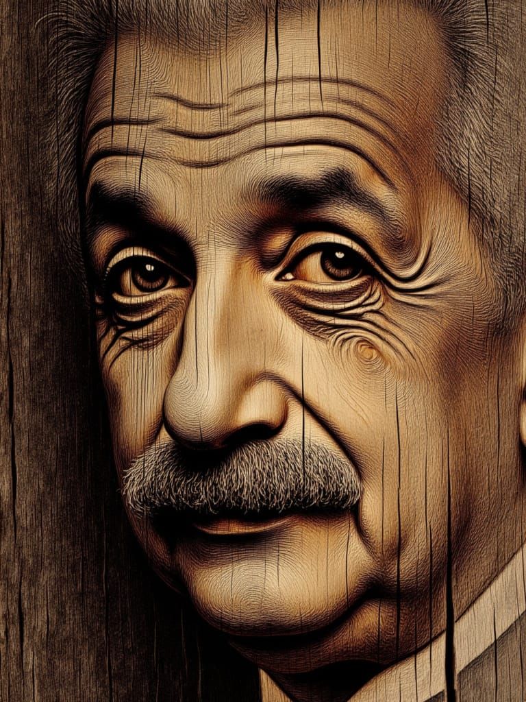 <lora:Ingrained wood:1.0> portrait albert einstein ingrained into the wood