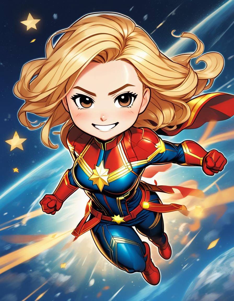 Chibi Captain Marvel - AI Generated Artwork - NightCafe Creator