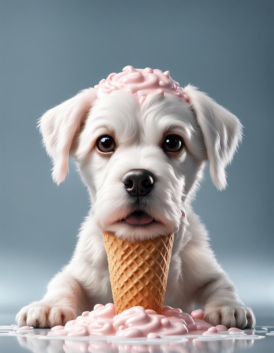 Adorable dog made of ice cream,