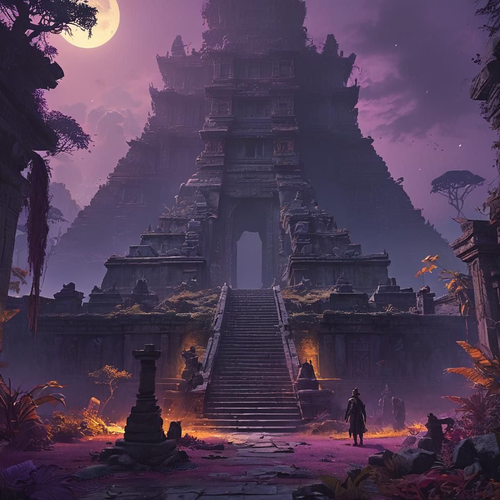 Unncany and surreal, está es una escena que muestra a la cultura maya con zombiez baleful uncanny ominous 