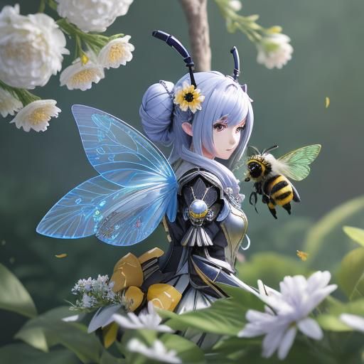 fairy with bumble bees