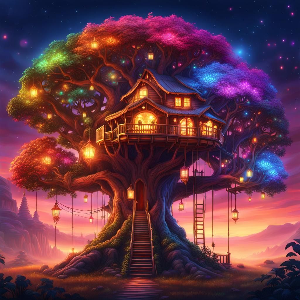 Magical Treehouse - AI Generated Artwork - NightCafe Creator