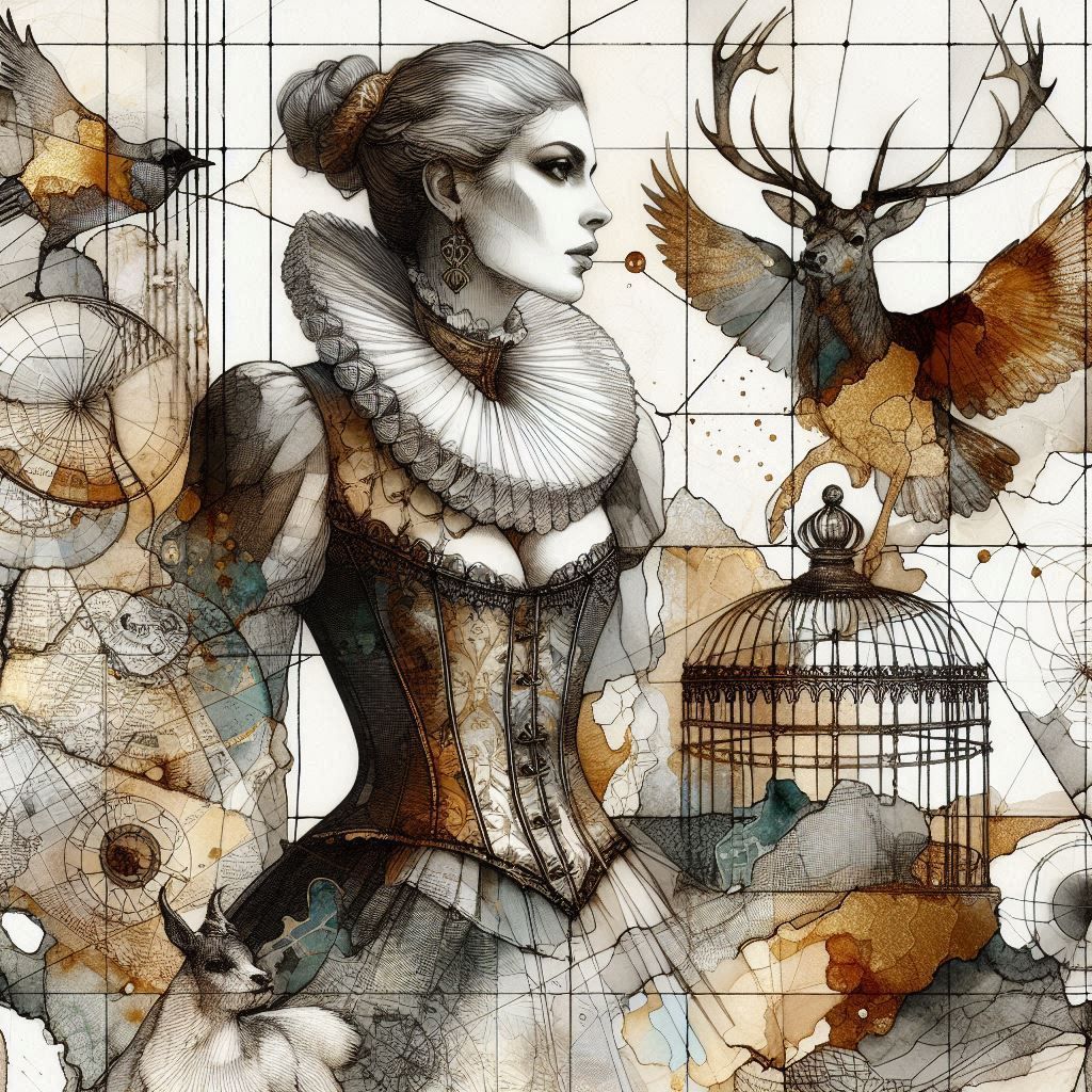 Deer and Birdcage collage