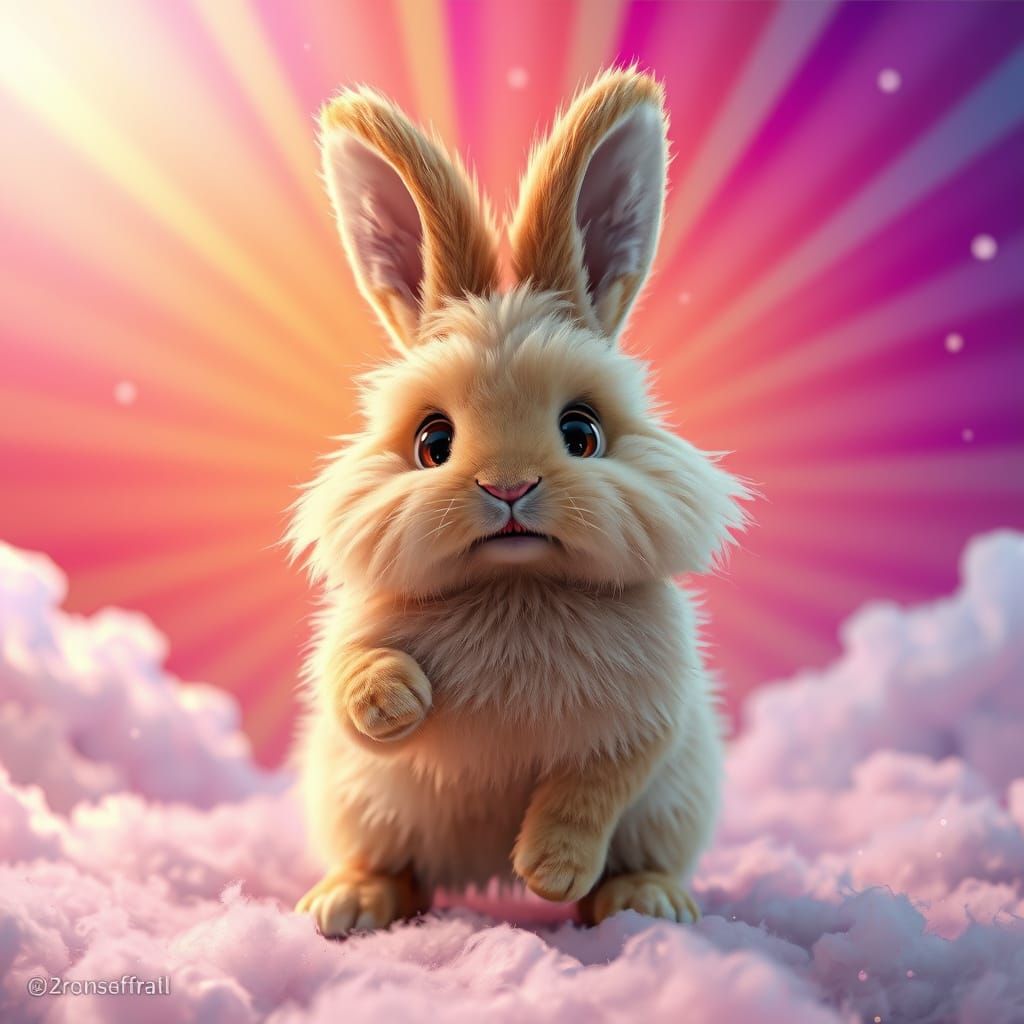 Angora rabbit, Pixar, Disney, concept art, 3d digital art, Maya 3D, ZBrush Central 3D shading, bright colored background...