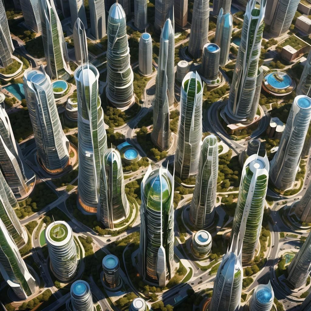 Futuristic High-Rise Towers Concept Art
