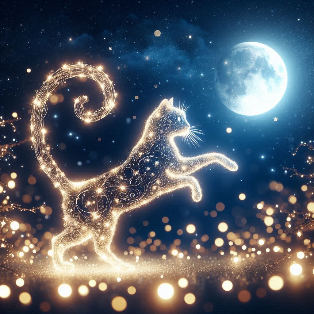 Cat made of light.