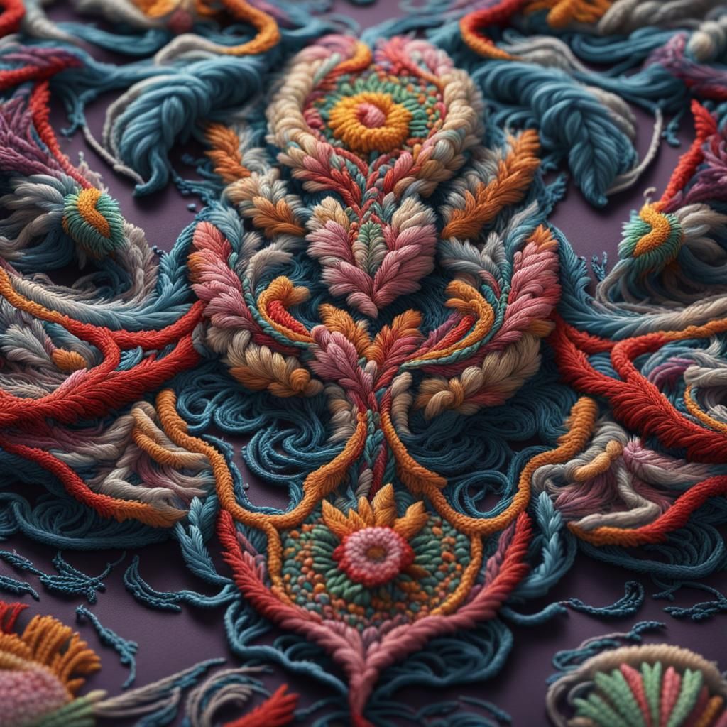 Raised Embroidery AI Generated Artwork NightCafe Creator