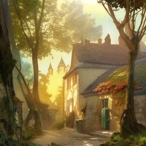 Old French village in the forest