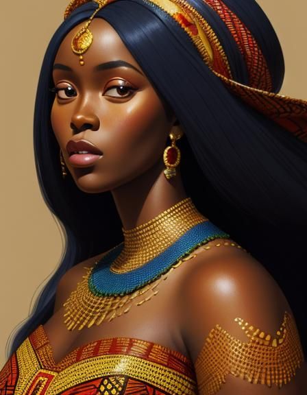 African beautiful voluptuous woman in dress, digital art,8k ...