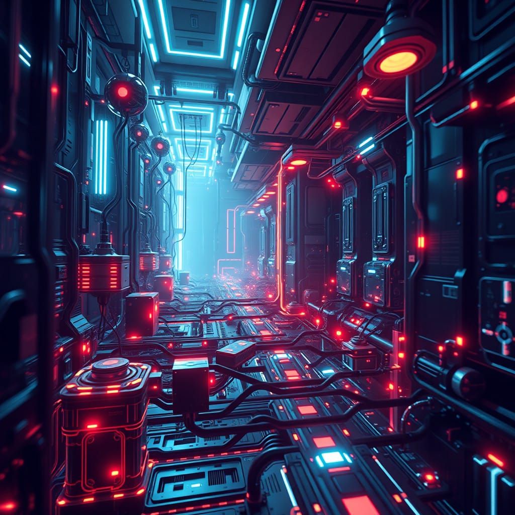 Sleek Futuristic Blockchain Network in Hyperrealistic Style