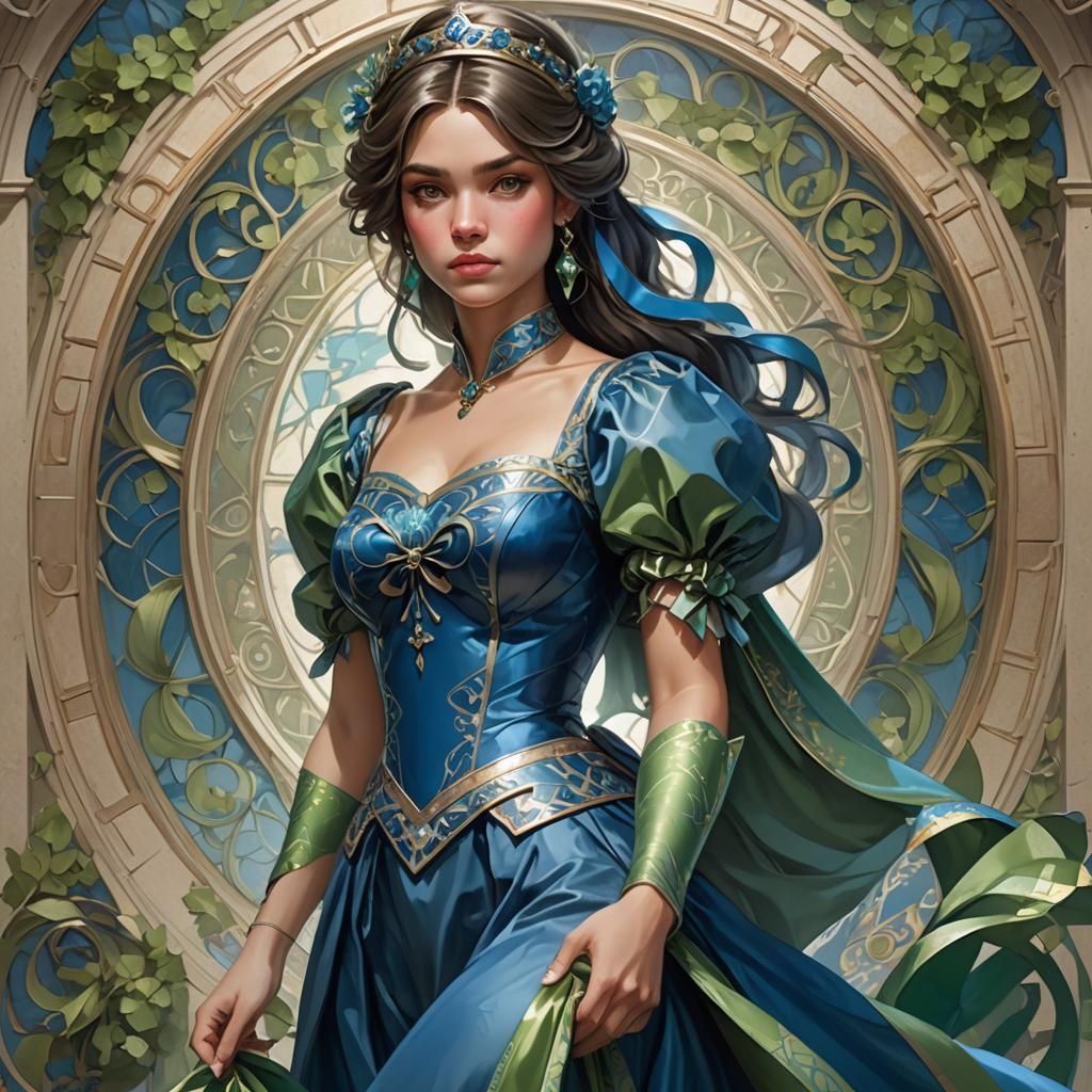 A blue and green princess