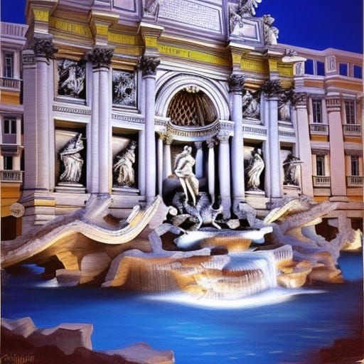 The Trevi Fountain at night