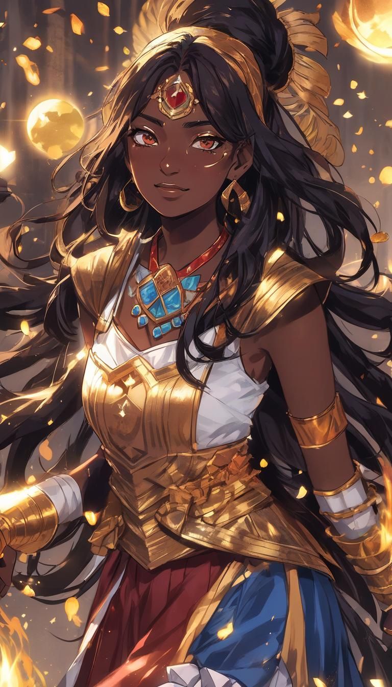 Parvati Patil As A Manga Indian Magical Girl, Dark Skin, Sparkly 