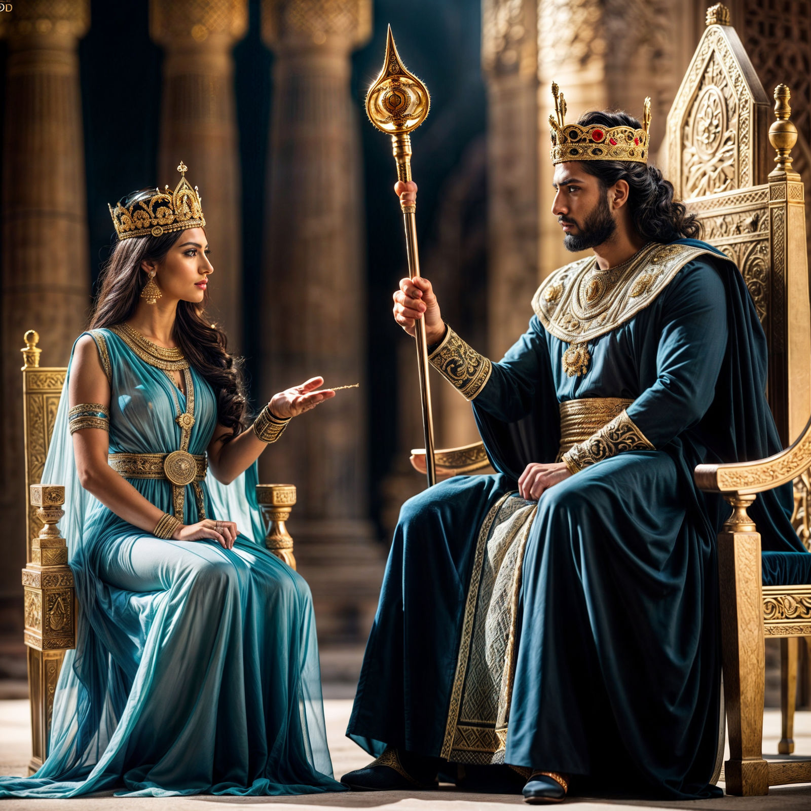 Esther invites Ahasuerus to dinner